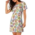 thumbnail image 2 of Daiia Glazed Donuts Print Women's Nightshirt Soft Nightgowns for Women Short Sleeve dress Short-sleeved Sleepwear, 2 of 6