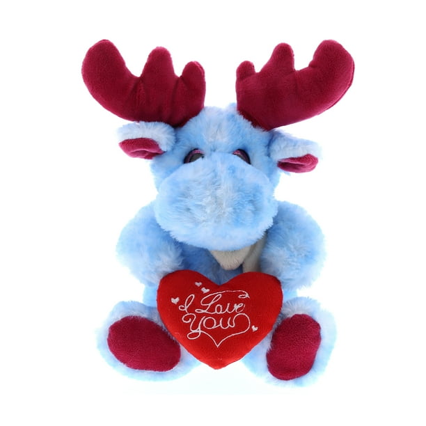 Super Soft Plush Dollibu Sitting Blue Moose with Scarf I Love You Valentines Plush - Walmart.com