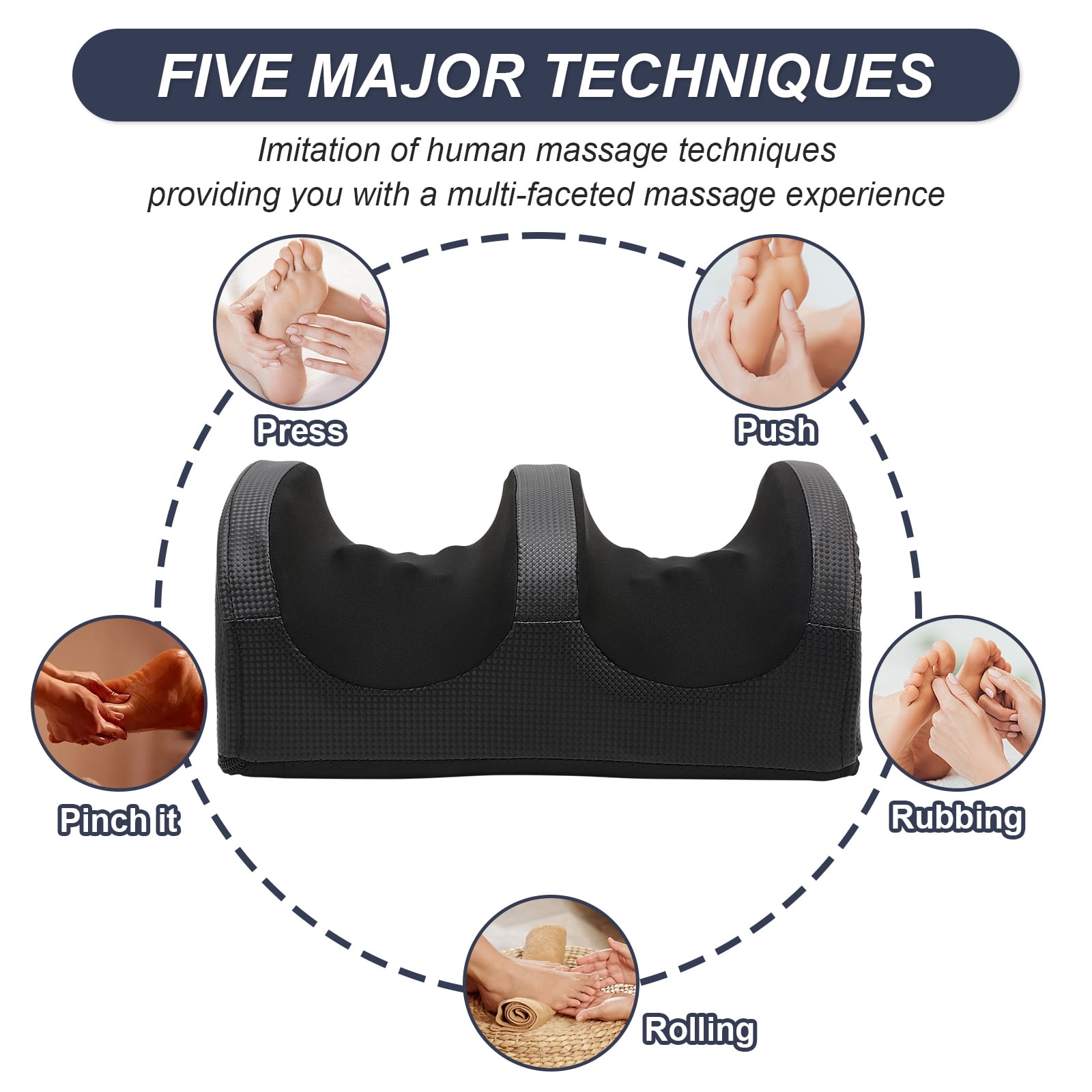 Electric Foot Massager Machine with Heat, Shiatsu Kneading Feet and Calf Massagers for Relaxation, Plantar Fasciitis Relief, Deep Tissue Massage, Gifts for Mom & Dad, Wired Remote