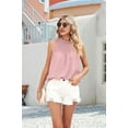 thumbnail image 2 of Womens Ruffle Neck Sleeveless Tank Tops Light Pink S, 2 of 8
