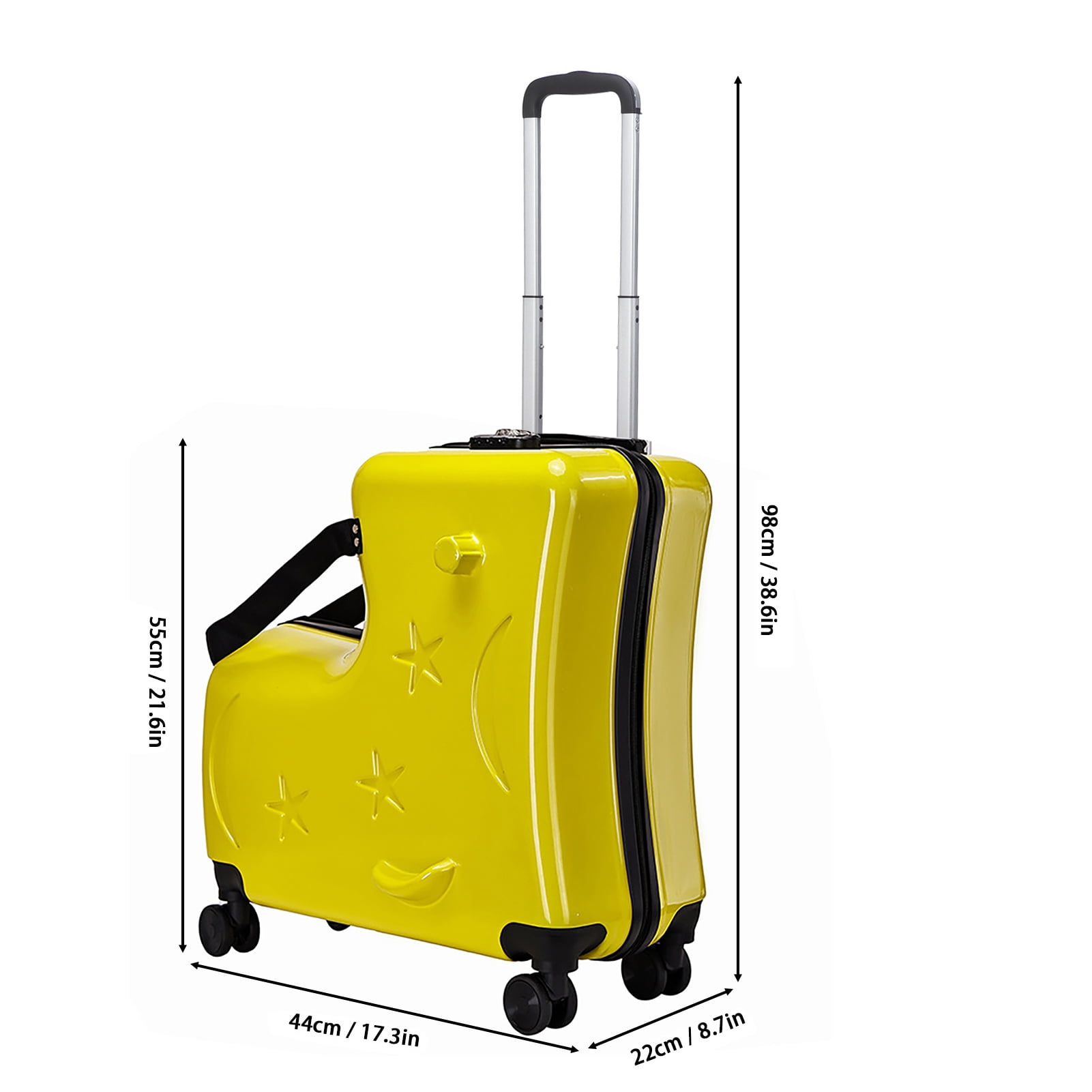 Suhire Kids Carry-On Luggage with Seat, 20 Inch Children Travel Suitcase with Wheels and Safety Belt, Impact Resistant Rolling Suitcase