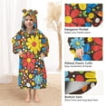 thumbnail image 3 of FORMRS Wearable Blanket Hoodie with Sleeves for Kids Cozy Flannel Sweatshirt, Cartoon Flowers, 3 of 7