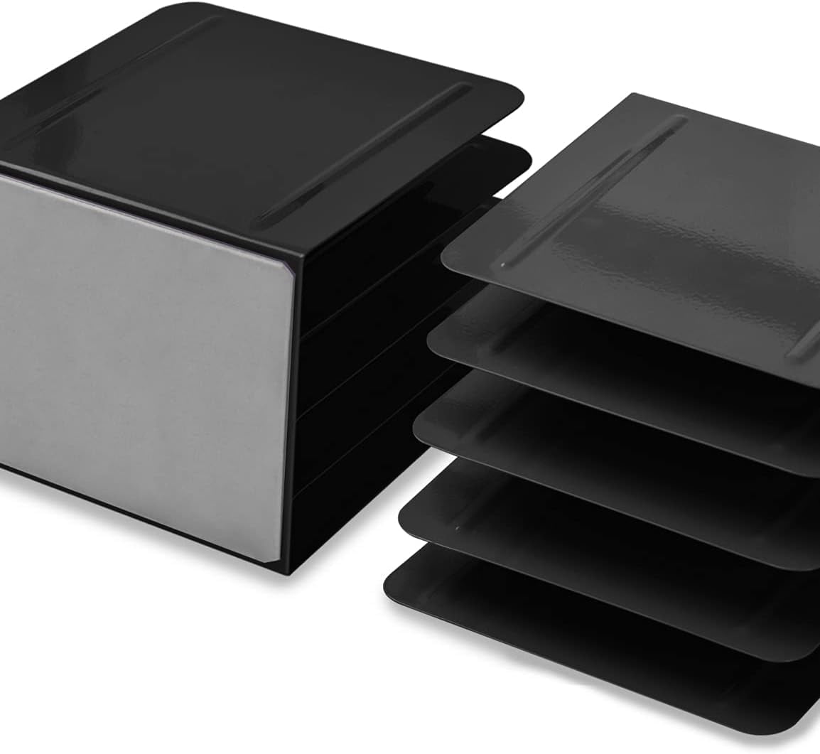 Acrimet 4-Section Vertical Metal File Sorter, Desktop File Organizer for Papers, Folders & Documents, Space-Saving Office Organizer, Black