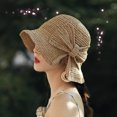 thumbnail image 2 of Pack de 2 sombreros de sol plegables de paja de ala ancha para mujeres y niñas (blanco y marrón) JM, 2 of 5