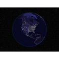 thumbnail image 2 of Full Earth at night showing city lights centered on North America Poster Print, 2 of 2