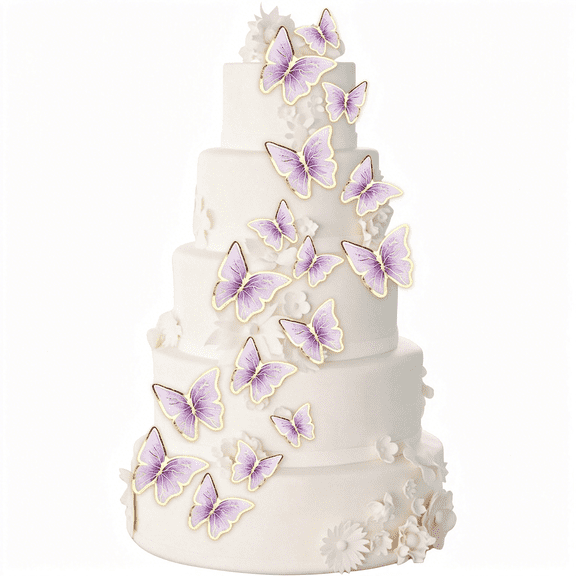 ACDANC Set of 66 Pack Purple Gold Cupcake Toppers Mixed Size&Colour 3D Butterfly Cake Picks Decorations with Dot Glue and Support Stick for Girl Women Wedding Birthday Party Baby Shower