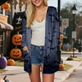 thumbnail image 2 of Womens Cardigans Lightweight Halloween Bat Print Long Sleeve Gradient Open Front Fall Outwear,Dark Blue,L, 2 of 6