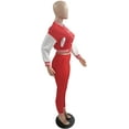 thumbnail image 4 of Women Workout 2 Piece Outfits Button Down Color Block Patchwork Jackets Bodycon Long Pants Tracksuit, 4 of 7