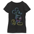 thumbnail image 1 of Disney Characters Neon Mickey Girl's Solid Crew Tee, Black, X-Large, 1 of 4