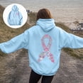 thumbnail image 5 of Towmus Women's Letter Graphic Print Pink Ribbon Montage Cancer Word Cloud Hoodie Sweatshirts, 5 of 8