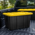 thumbnail image 6 of Sterilite 4-Pack 27 Gallon Industrial Storage Tote, Heavy-Duty Plastic Bins, Black/Yellow, 6 of 13