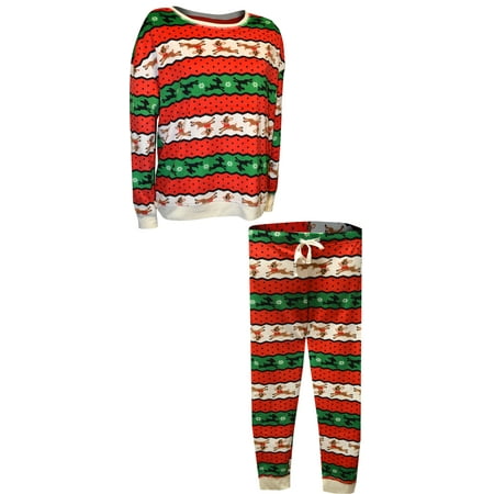 

Briefly Stated Women s Rudolph The Red-Nosed Reindeer Striped Ladies Christmas Pajama (Medium)