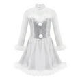 thumbnail image 5 of TTAO Kids Girls Christmas Performance Dance Clothes Shiny Sequined Feather Dress for Dancing Ice Figure Skating White 16, 5 of 7