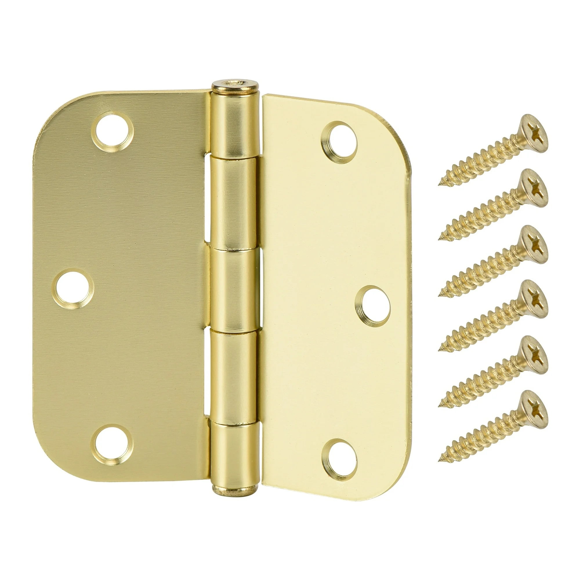 Hyper Tough 3-1/2 in. x 5/8 Inch New Squeak-Free Round Corner Hinge Brass, 1 Piece