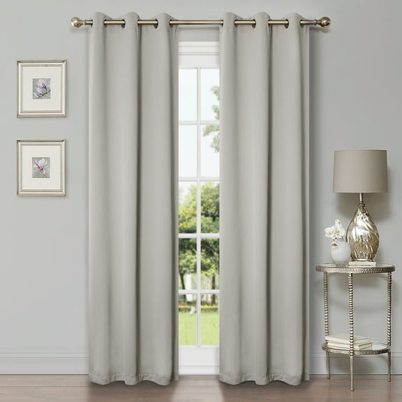 Superior Solid Blackout Curtain Set of 4, 42" x 96", Chrome