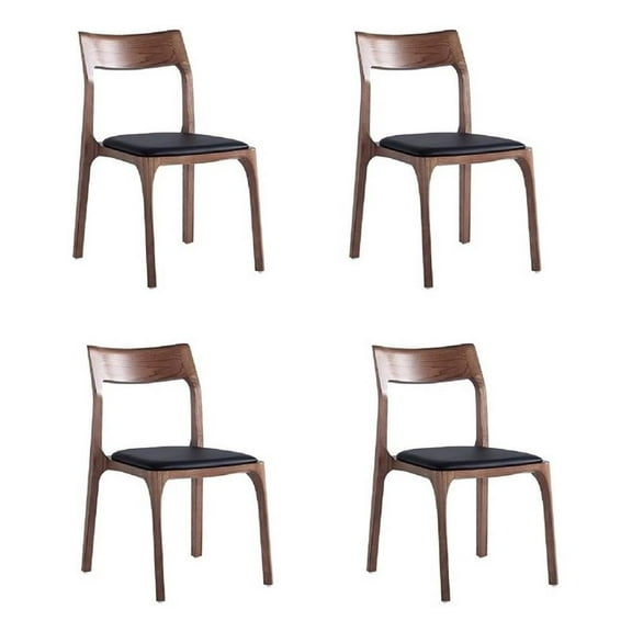 Moderno Stackable Dining Chair from Solid Wood in Walnut and Black- Set of 4