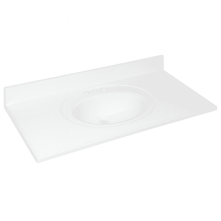 Design House Cultured Marble 43" x 22" Single Bowl Vanity Top with Centerset Mount and Backsplash, White