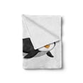 thumbnail image 2 of Baby Soft Flannel Fleece Throw Blanket, Penguin Cartoon Waving Standing Sliding Smiling Animal Humor Antarctica, Cozy Plush for Indoor and Outdoor Use, 70" x 90", Black Blue Orange, by Ambesonne, 2 of 6