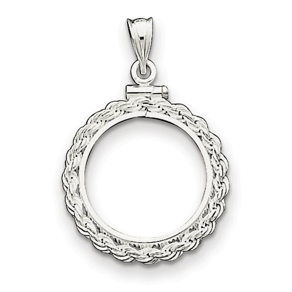 Sterling Silver 19.1 X 1.5mm $0.01 Screw Top Coin Rope Pol Bezel Pendant (19.1 1.5) Made In United States qbr1