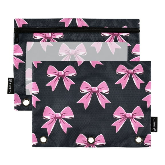 ALAZA 2 Pack Pencil Pouch Bow-a1 Pencil Case for 3 Ring Binder Clear Window Pencil Bag Organizers