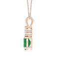 thumbnail image 2 of ANGARA Natural Oval 1.5 ct Emerald Solitaire Pendant with Trio Diamond in 14K Rose Gold for Women (Size-9x7mm) | May Birthstone, Anniversary, Jewelry Gift for Women | Natural Emerald Necklace, 2 of 8