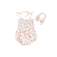 thumbnail image 2 of Aojekbee Baby Girl 2Pcs Summer Outfits Cute Sleeveless Tie Strap Floral Romper with Headband Set Newborn Clothes, 2 of 10