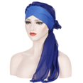 thumbnail image 3 of Forehead Cross Head Cap Chiffon Long Tail Head Cap Broadband Headband Chemotherapy Center Hair Loss Cap, 3 of 4