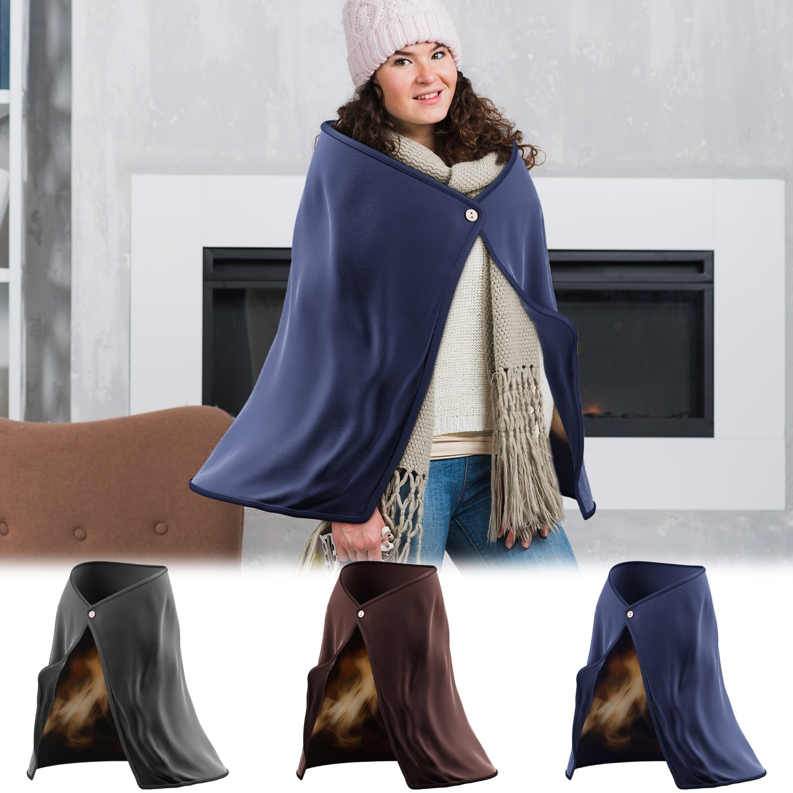 AYktou Portable USB Heated Blanket Shawl,39.4"x27.6"Wearable Heating Blanket Battery Operated Cordless,Electric Heated Shawl Wraps for Women,Outdoor,Office,Camping(without Battery)