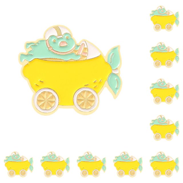 Broches Jumpingount dibujos animados Rana Forma Sandía esmalte 10Conjunto XZ5342