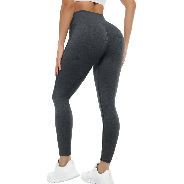 A AGROSTE Seamless Butt Lifting Leggings for Women Booty High Waisted  Workout Yoga Pants Scrunch Gym Leggings Grey-L