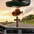 thumbnail image 6 of Car Pendant Black Wooden Crucifix Cross with Brown Cowboy Hat, Rearview Mirror Interior Decorative Accessories, 6 of 6