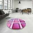thumbnail image 4 of Ahgly Company Machine Washable Indoor Round Transitional Magenta Pink Area Rugs, 4' Round, 4 of 7