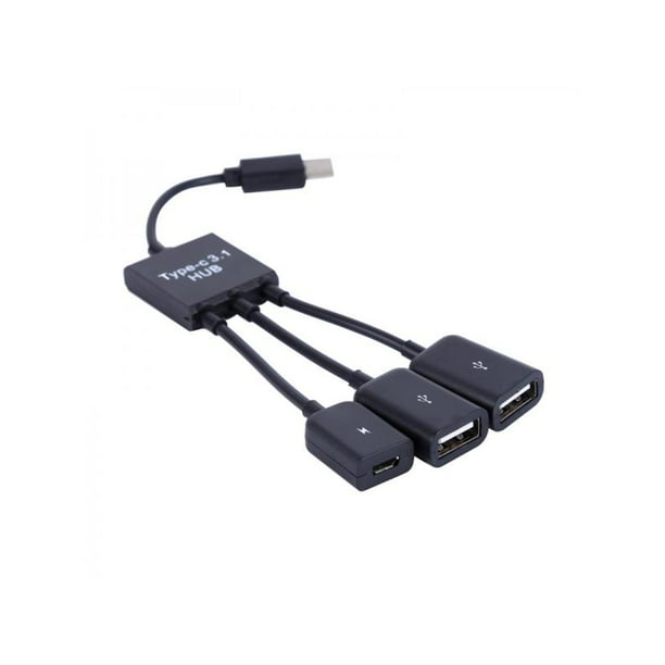 3in1 USB 3.1 Type-C To USB 2.0 Power Charging Host OTG Hub Cable - Walmart.com
