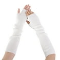 thumbnail image 2 of Tittly Winter Gloves Gloves for Women Women Arm Warmer Solid Knitted Soft Long Fingerless Gloves Mitten Knit Gloves Cotton Gloves White One Size, 2 of 6