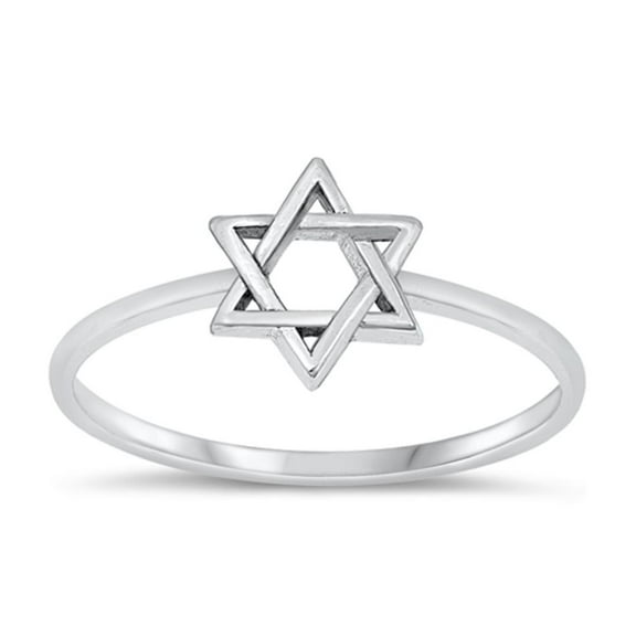 Polished Jewish Star of David Ring .925 Chic Sterling Silver Band Jewelry Female Male Unisex Size 6