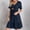 #0279-Navy, variant on Pounoo Summer Dresses for Women Retro V Neck Mini Short Sleeve Dress Casual Loose Pleated Ruffle Flowy Beach Sundresses Gift