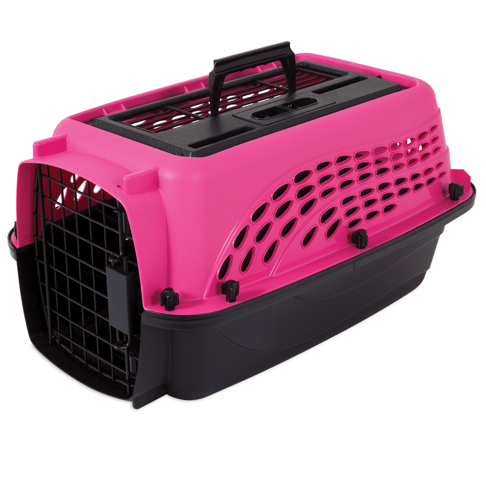 Petmate 2 Door Top Load Pet Kennel, Pink, 19"L