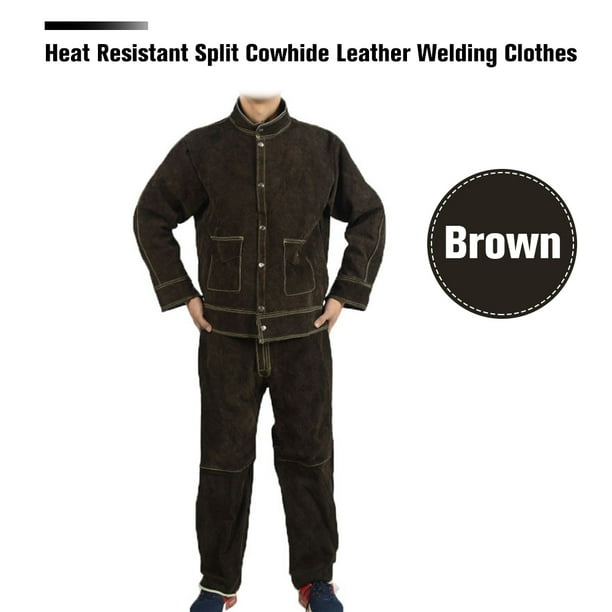 Heat Resistant Split Cowhide Leather Welding Clothes Long Heavy Duty