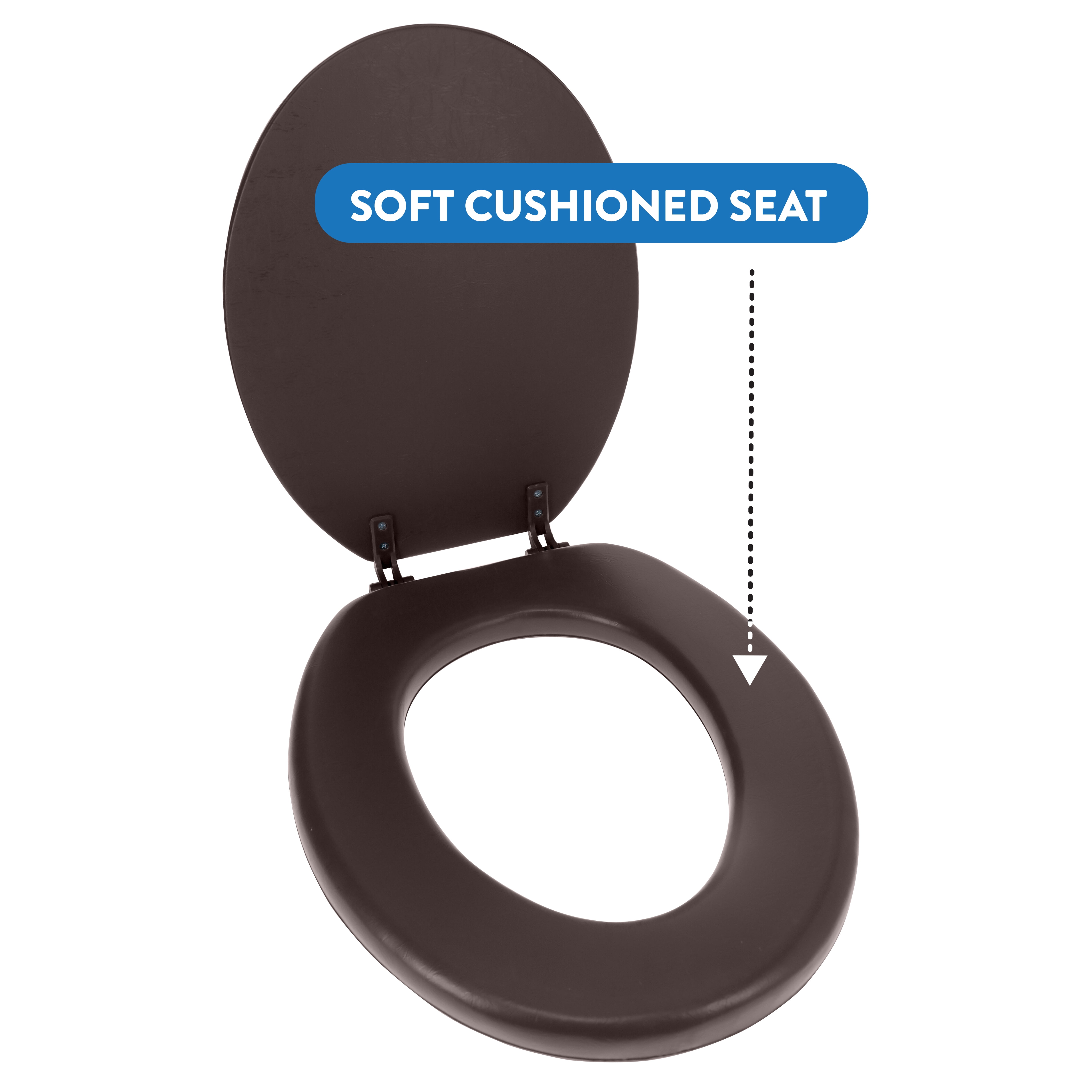 Ginsey Elongated Soft Cushion Toilet Seat, Brown