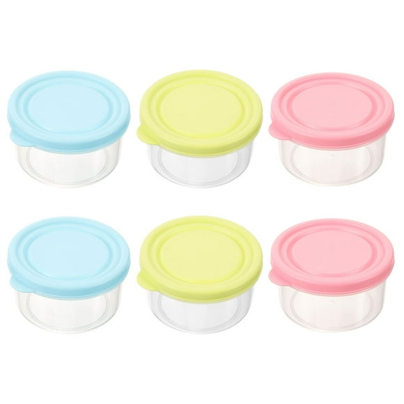BRIGHTFUFU Recipiente para aderezo de ensalada, taza para salsa, almuerzo, soporte para salsa Bento, caja de almacenamiento de condimentos reutilizable con tapa, 6 uds.