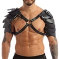 thumbnail image 3 of Leather Shoulder Armor, Harness Black Gladiator, Medieval Viking Leather Warrior Shoulder Armor Halloween Knight Pauldron Body Chest Harness Guard for Larp Ren Faire, Black One Size, 3 of 6