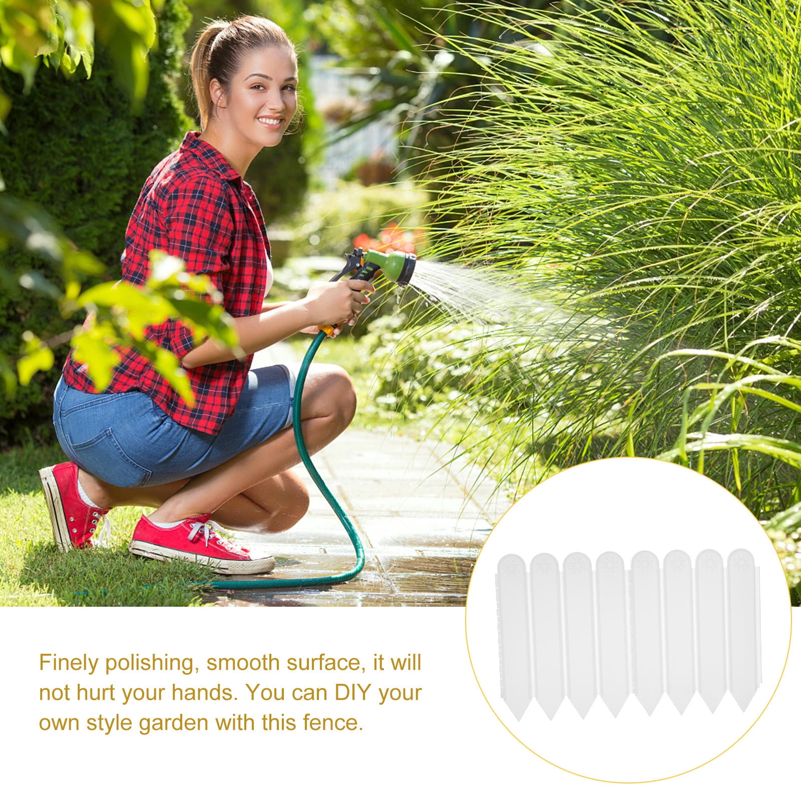 Worgeous Small Picket Fence Lawn Edging Border Garden Decoration 200X27cm White