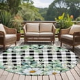 thumbnail image 4 of Round Rug 6Ft Washable Non-Slip, Green Eucalyptus Leaves Circle Area Rugs for Living Room Bedroom, Summer Botanical Daisy Black Plaid Indoor Floor Mats Carpet Runner for Home Decor Aesthetic, 4 of 8