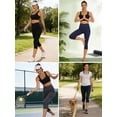 thumbnail image 3 of Sexy Dance Women High Waist Capris Leggings Activewear Workout Running Cropped Pants with Pockets, 3 of 7