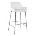 thumbnail image 2 of Lumisource Daniella Contemporary Fixed-Height Bar Stool in Chrome Metal and White Faux Leather - Set of 2, 2 of 7