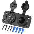 thumbnail image 1 of Adaptador de cargador de encendedor de cigarrillos con conexión de enchufe USB dual para coche, camión, motocicleta, 12V, negro, 1 of 6