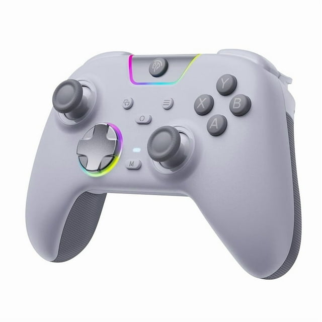 EasySMX X05 Pro Ultra Quiet Wireless Controller for PC/Switch/Android/iOS/Tesla, Hall Effect No Drift, 1000Hz, Dual Mode Triggers, Ergonomic Skin Grip, RGB - White