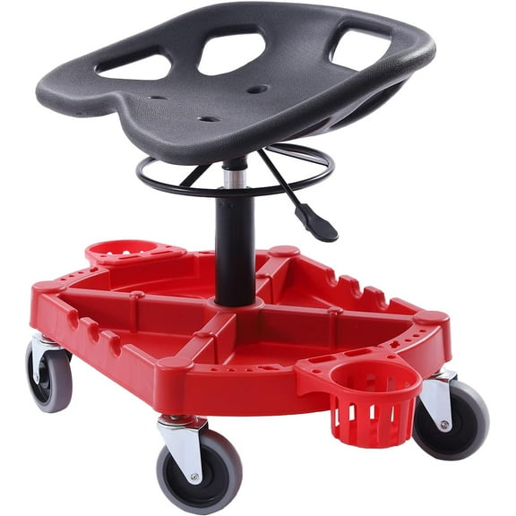 Roller Seat, 330lbs Loading Capacity Rolling Garage Stool with 4 Wheels & Underside Organize Tool Tray Car Detailing  Seat 19.69-25in Height Adjustable for Workshop, Home
