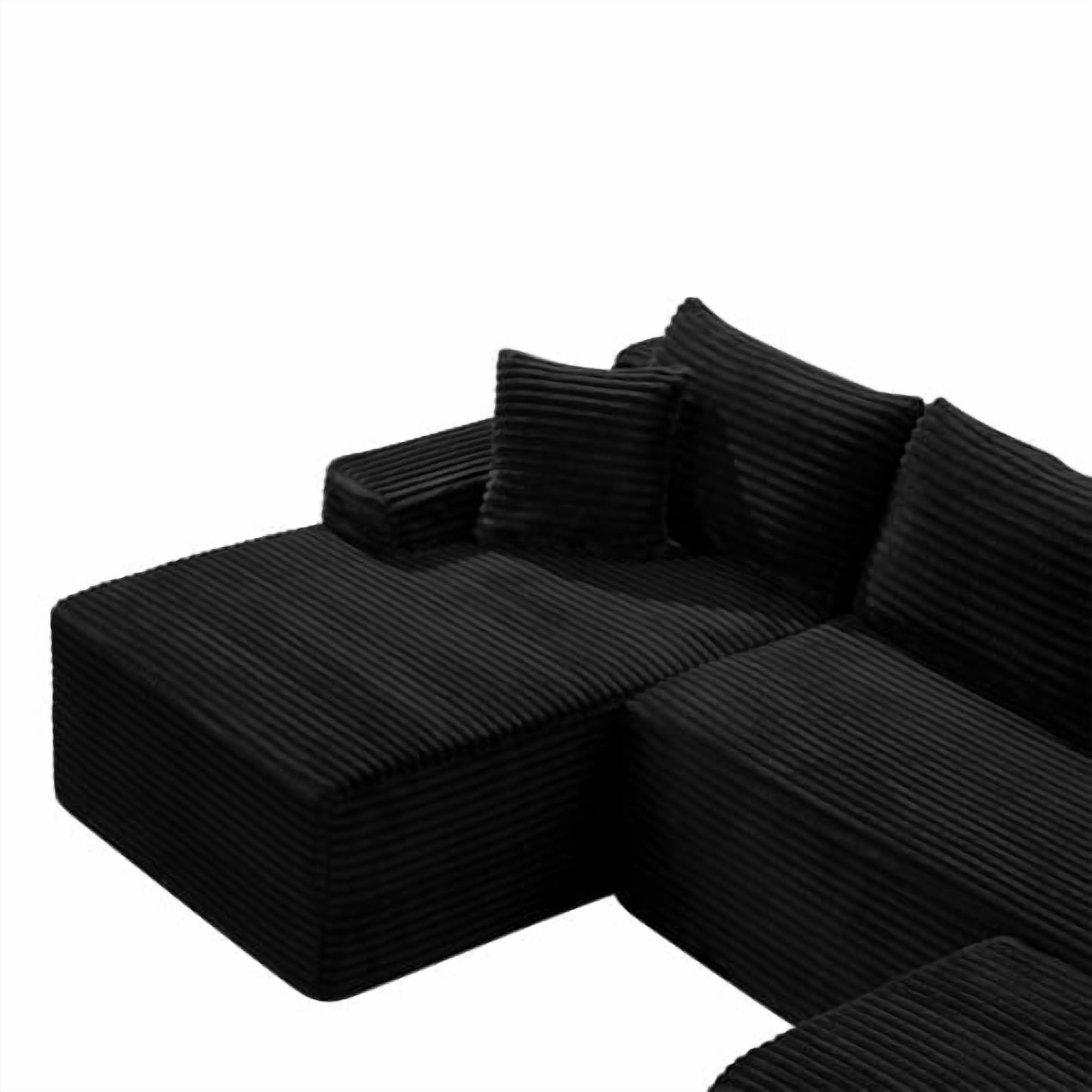106.3" U-Shaped Cloud Sectional Sofa with Deep Seat, Modular Sleeper Couch, No Assembly, Black