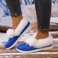 thumbnail image 2 of Women's Cozy Furry Slip on Boots Winter Warm Plush Lined Walking Loafers Suede Warm Cozy Flat Mules Shoes Blue Size 6, 2 of 6